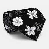 Cravate Patters de Black & White Floral (Roulé)