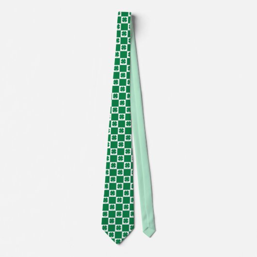 Cravate Patters de Checkered Green and White Shamrock (Devant)