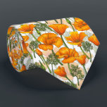 Cravate Pavot de Californie<br><div class="desc">Motif à main avec des pavots de Californie</div>