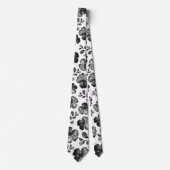 Cravate Pavot Noir Et Blanc Vert Aquarelle Mariage (Devant)