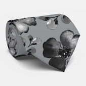 Cravate Pavot Noir Et Blanc Vert Mariage Gris Milieu (Roulé)