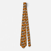 Cravate Pavot orange sur blanc (Devant)