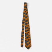 Cravate Pavot orange sur bleu foncé (Dos)