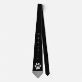 Cravate Paw Chien Argent sur arrière - plan noir (Devant)