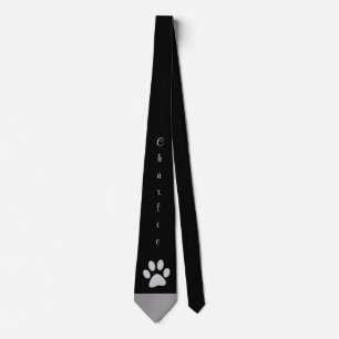 Cravate Paw Chien Argent sur arrière - plan noir