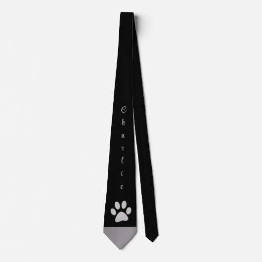 Cravate Paw Chien Argent sur arrière - plan noir (Devant)