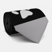 Cravate Paw Chien Argent sur arrière - plan noir (Roulé)