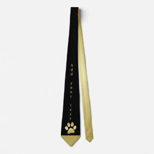 Cravate Paw chien brillant or sur arrière - plan noir