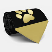 Cravate Paw chien brillant or sur arrière - plan noir (Roulé)