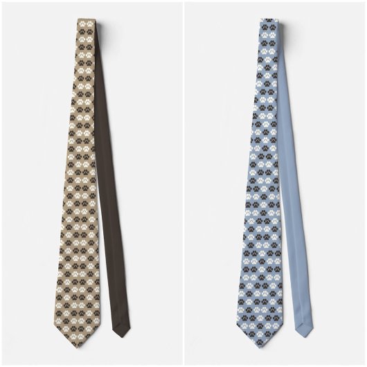 Cravate Paw Print Pattern Earthy Sand