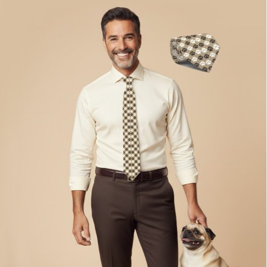 Cravate Paw Print Pattern Earthy Sand