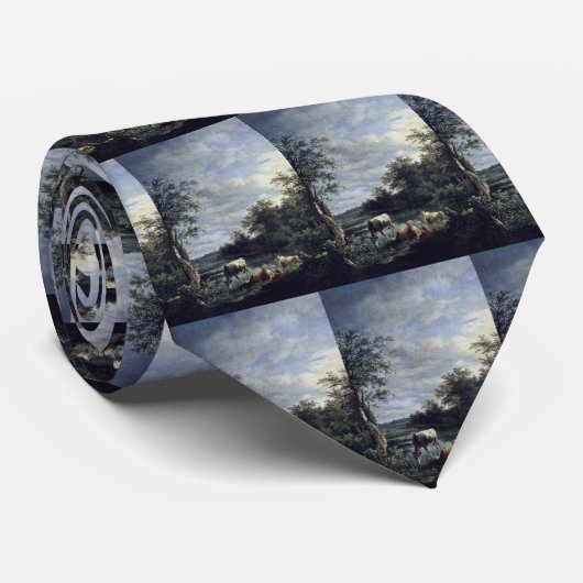 Cravate Paysage avec des vaches par Wagenbauer Joseph (Roulé)