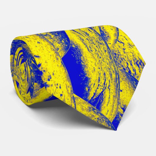 Cravate Paysage bleu et jaune (Roulé)