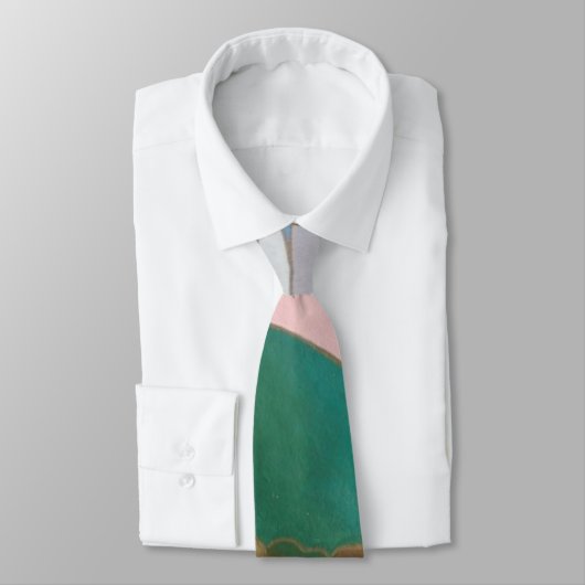 Cravate Paysage d'art abstrait motif bleu vert et rose (Attaché)