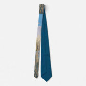 Cravate paysage d'art abstrait roseaux bleu brun et or (Dos)