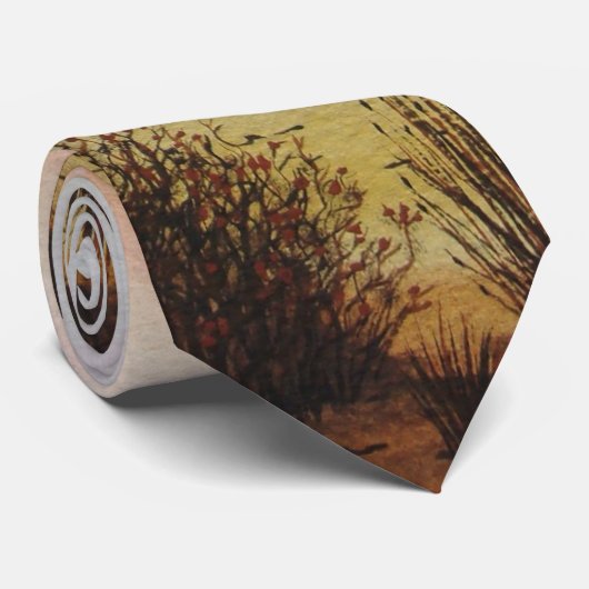 Cravate paysage peinture design automne couleurs (Roulé)