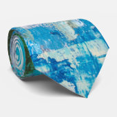 Cravate Paysage texturé bleu et vert Abstrait (Roulé)