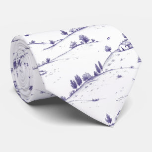 Cravate Paysage Toile Bleue Vintage