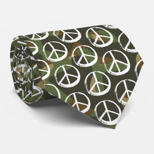 Cravate PEACE Symbol sign - Anti-War Khaki Camouflage