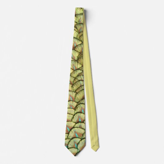 Cravate Peacock Feathers Yellow Pattern Neck Tie (Devant)