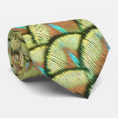 Cravate Peacock Feathers Yellow Pattern Neck Tie (Roulé)