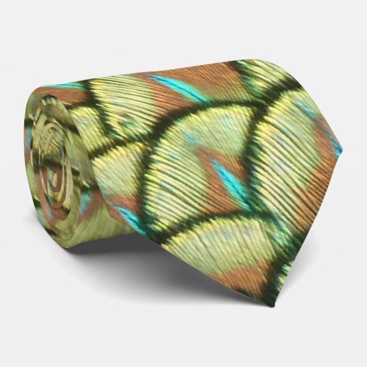 Cravate Peacock Feathers Yellow Pattern Neck Tie (Roulé)
