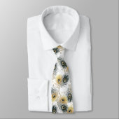 Cravate Peacock Feed Black White Gold Mens Necktie (Attaché)