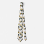 Cravate Peacock Feed Black White Gold Mens Necktie (Devant)