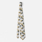 Cravate Peacock Feed Black White Gold Mens Necktie (Dos)