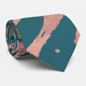 Cravate Peacock or Rose moderne Marbre Turquoise (Roulé)