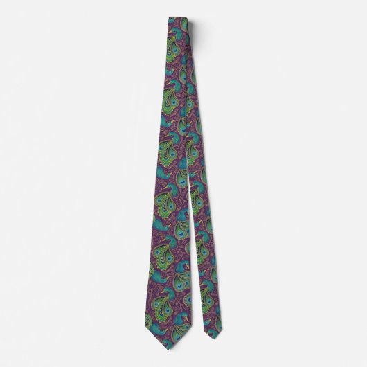 Cravate Peacock Paisley Pattern Purple (Devant)