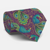 Cravate Peacock Paisley Pattern Purple (Roulé)
