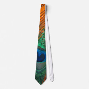 Cravate Peacock plumes avec Parties scintillant orange