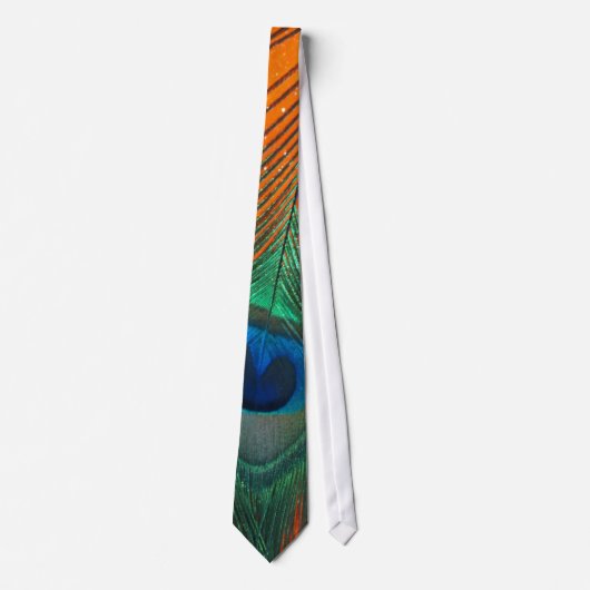 Cravate Peacock plumes avec Parties scintillant orange (Devant)
