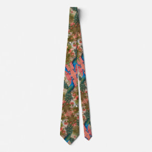 Cravate Peacocs en Apricot Jardin Rose