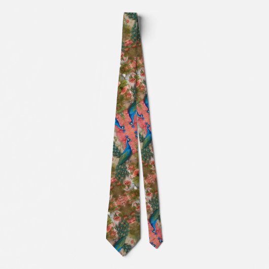 Cravate Peacocs en Apricot Jardin Rose (Devant)