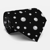 Cravate Pearl Pattern on Black Background (Roulé)