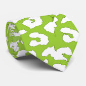 Cravate Peau Empreinte de léopard blanche et verte (Roulé)