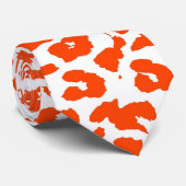 Cravate Peau Empreinte de léopard orange et blanche (Roulé)