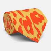 Cravate Peau Empreinte de léopard orange et jaune (Roulé)
