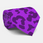 Cravate Peau Empreinte de léopard violette (Roulé)