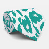 Cravate Peau imprimée léopard bleu ciel et blanc (Roulé)