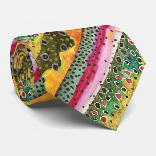 Cravate Peaux de trois belles truites (Roulé)