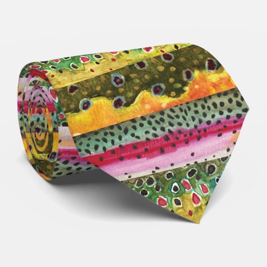 Cravate Peaux de trois belles truites (Roulé)