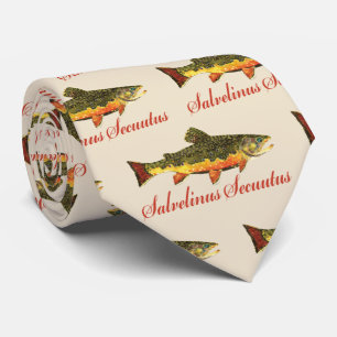 Cravate Pêche à la truite broyée humoristique Tan Beige
