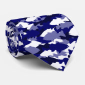 Cravate Pêche au bar bleue de Camo (Roulé)