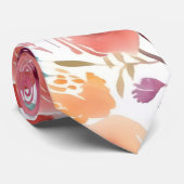 Cravate Pêche et aquarelle bleu Necktie florale (Roulé)