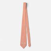 Cravate Pêche et blanc | Monogramme moderne (Devant)