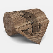 Cravate Pêcheurs Classique Leaping Poisson Carving Bois (Roulé)