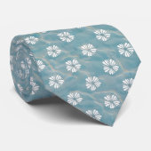 Cravate Pédales de fleurs sur bleu (Roulé)